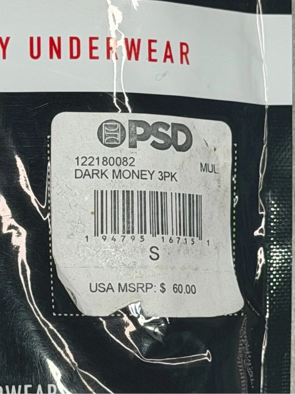 PSD Underwear Dark Money 3 Pack Active Stretch Boxer Briefs Mens Small 28-30 NEW